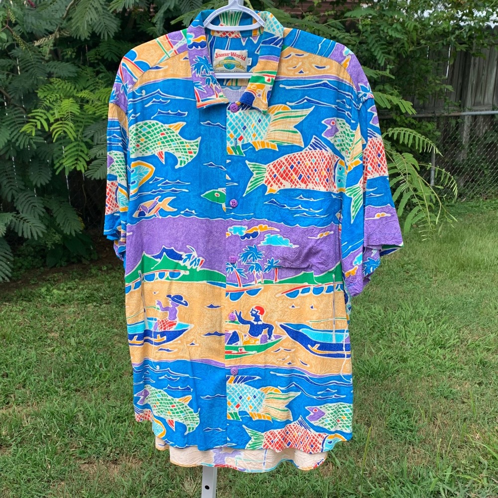 Jams World 30th Anniversary Vtg Collectors Hawaii Shirt XL Tropical Oversized